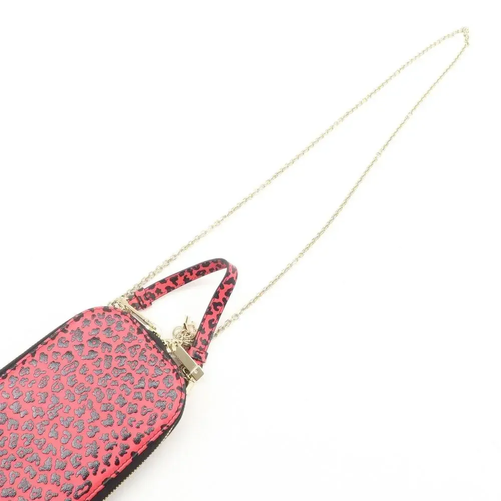Christian Dior Lady Dior Leopard Print Calfskin Phone Case Red